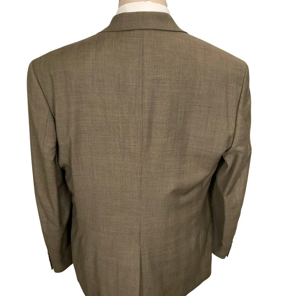 Nautica Suit Men 43R W37 Olive Brown Glen Plaid 3-Button Wool  Unhemmed